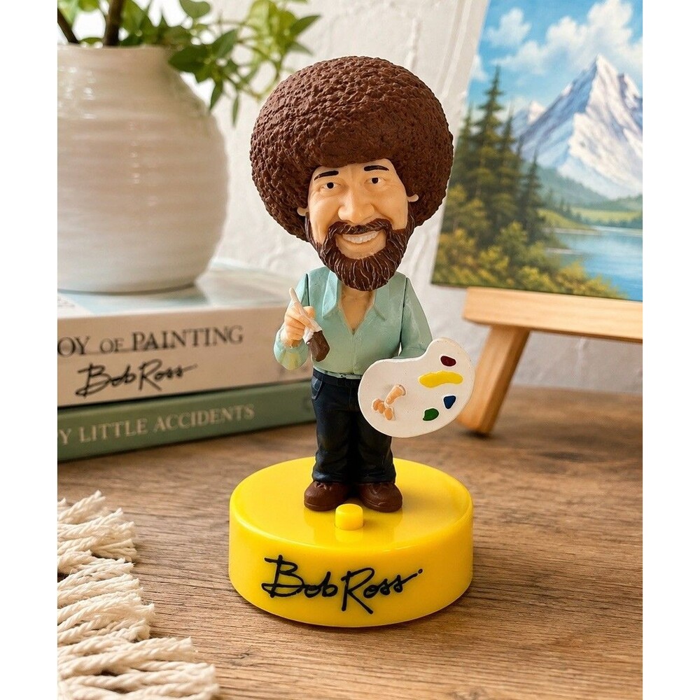 Bob Ross Mini Talking Bobblehead Figure w/ Sound 4” Works